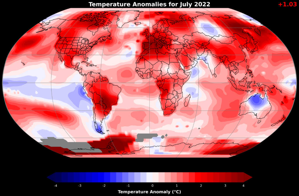 July 2022 Global Temperature Anomalies